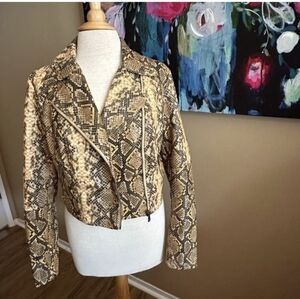 NWT Coalition LA Snake Skin Print Vegan Moto Jacket Size Large